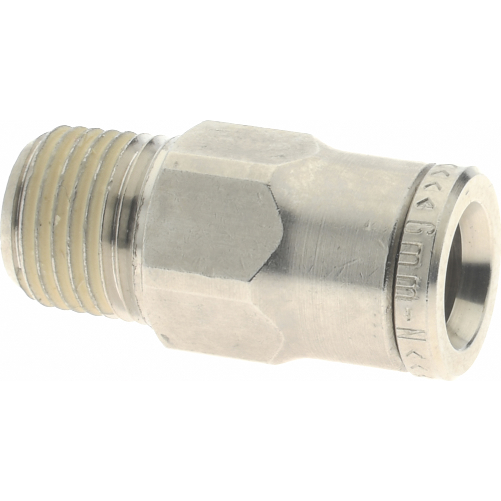 Push-To-Connect Tube to Male & Tube to Male BSPT Tube Fitting: Adapter, Straight, 1/8" Thread