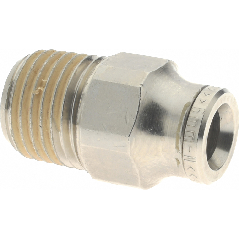 Push-To-Connect Tube to Male & Tube to Male BSPT Tube Fitting: Adapter, Straight, 1/4" Thread