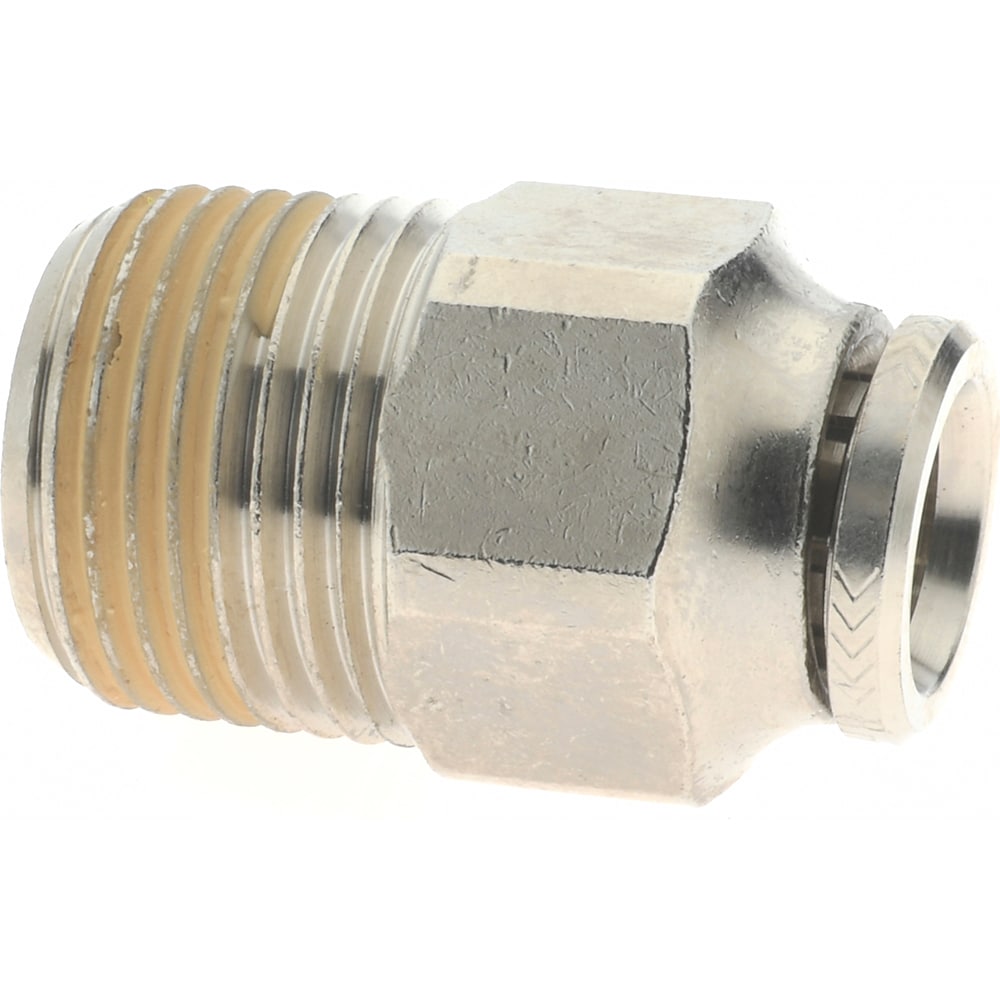 Push-To-Connect Tube to Male & Tube to Male BSPT Tube Fitting: Adapter, Straight, 3/8" Thread
