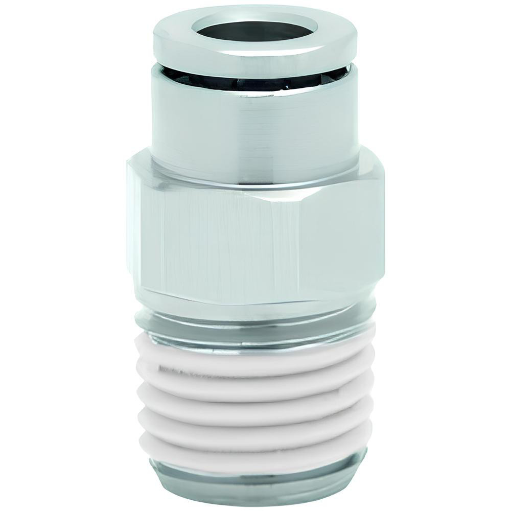Push-To-Connect Tube to Male & Tube to Male BSPT Tube Fitting: Adapter, Straight, 1/2" Thread
