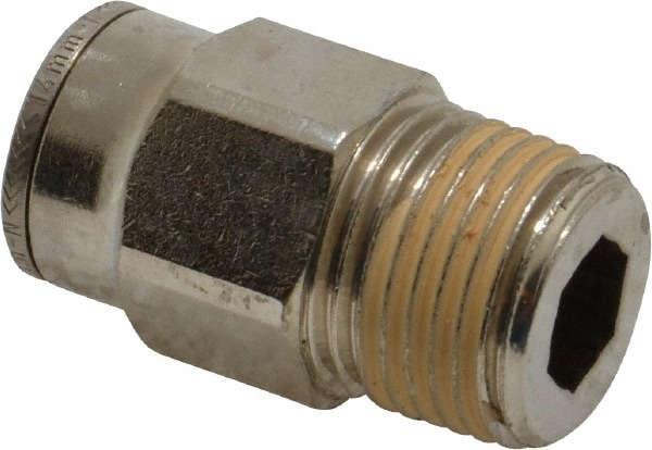 Norgren 101251448 Push-To-Connect Tube to Male & Tube to Male BSPT Tube Fitting: Adapter, Straight, 1/2" Thread Image