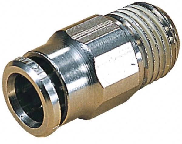 Norgren 121250638 Push-To-Connect Tube to Male & Tube to Male BSPT Tube Fitting: Adapter, Straight, 3/8" Thread, 3/8" OD Image