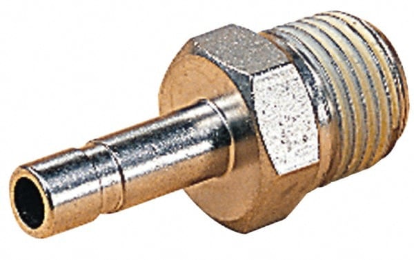 Norgren 124150428 Push-To-Connect Stem to Male & Stem to Male NPTF Tube Fitting: Pneufit Stem Adapter, Straight, 1/4" Thread, 1/4" OD Image