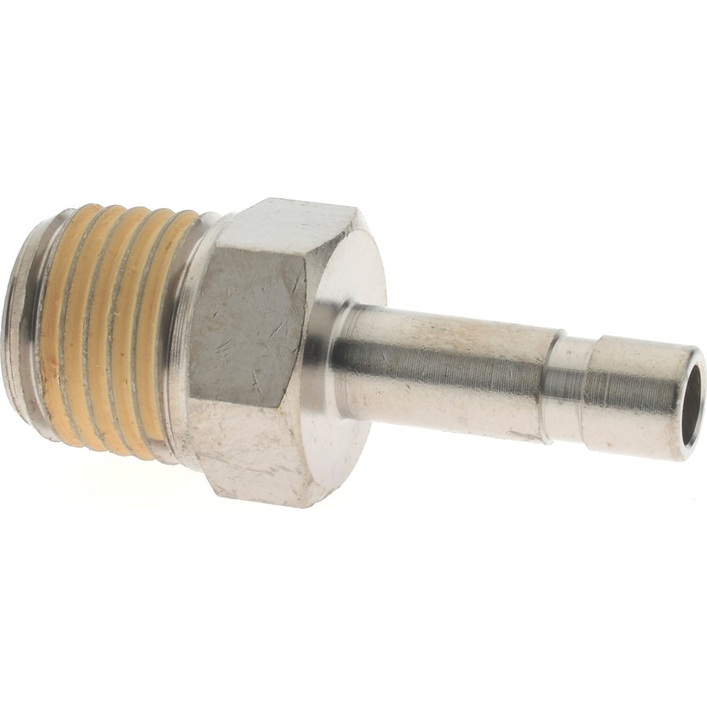 Push-To-Connect Stem to Male & Stem to Male BSPT Tube Fitting: Straight Stem Adapter, 1/4" Thread