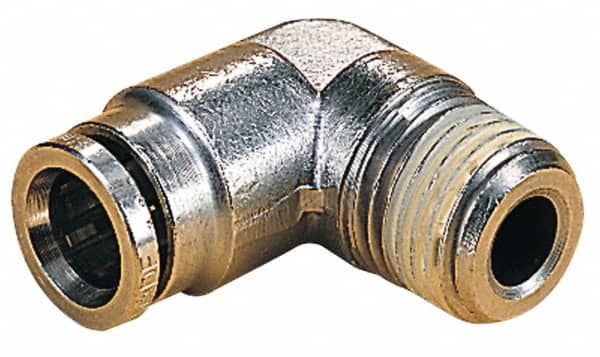 Norgren 101450428 Push-To-Connect Tube to Male & Tube to Male BSPT Tube Fitting: Elbow Adapter, 1/4" Thread 