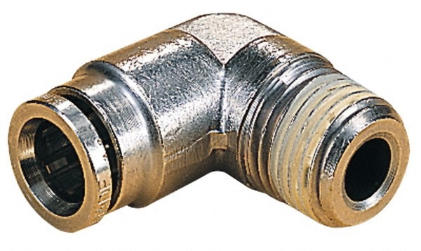 Norgren 101450428 Push-To-Connect Tube to Male & Tube to Male BSPT Tube Fitting: Elbow Adapter, 1/4" Thread Image