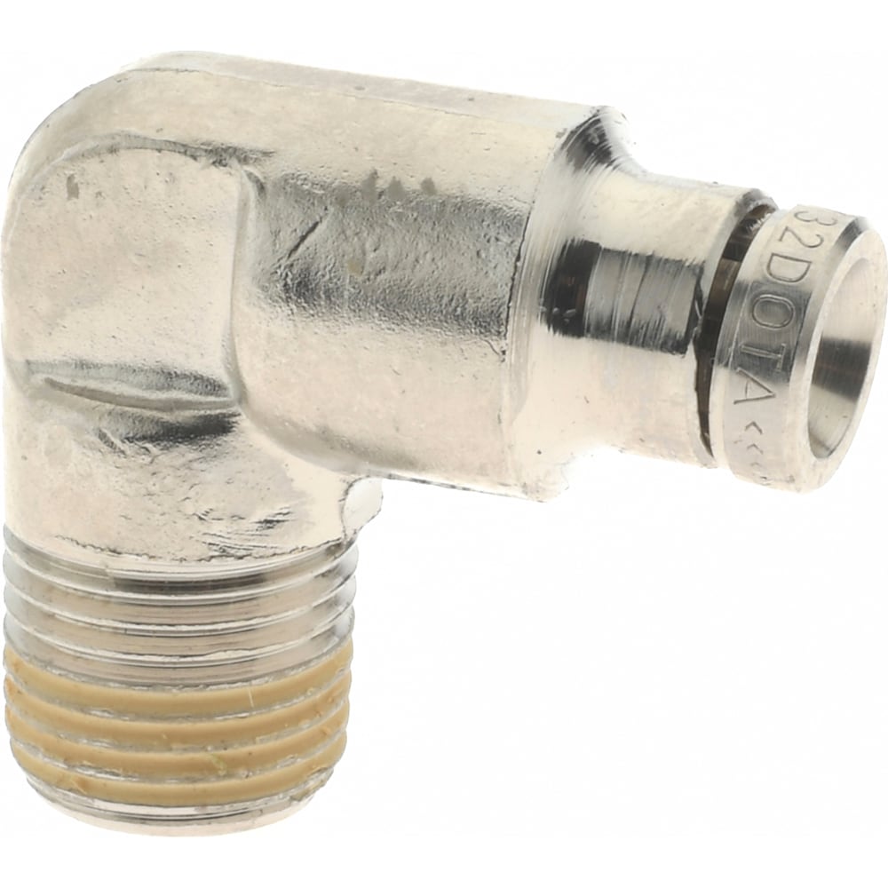 Push-To-Connect Tube to Male & Tube to Male BSPT Tube Fitting: Elbow Adapter, 1/8" Thread