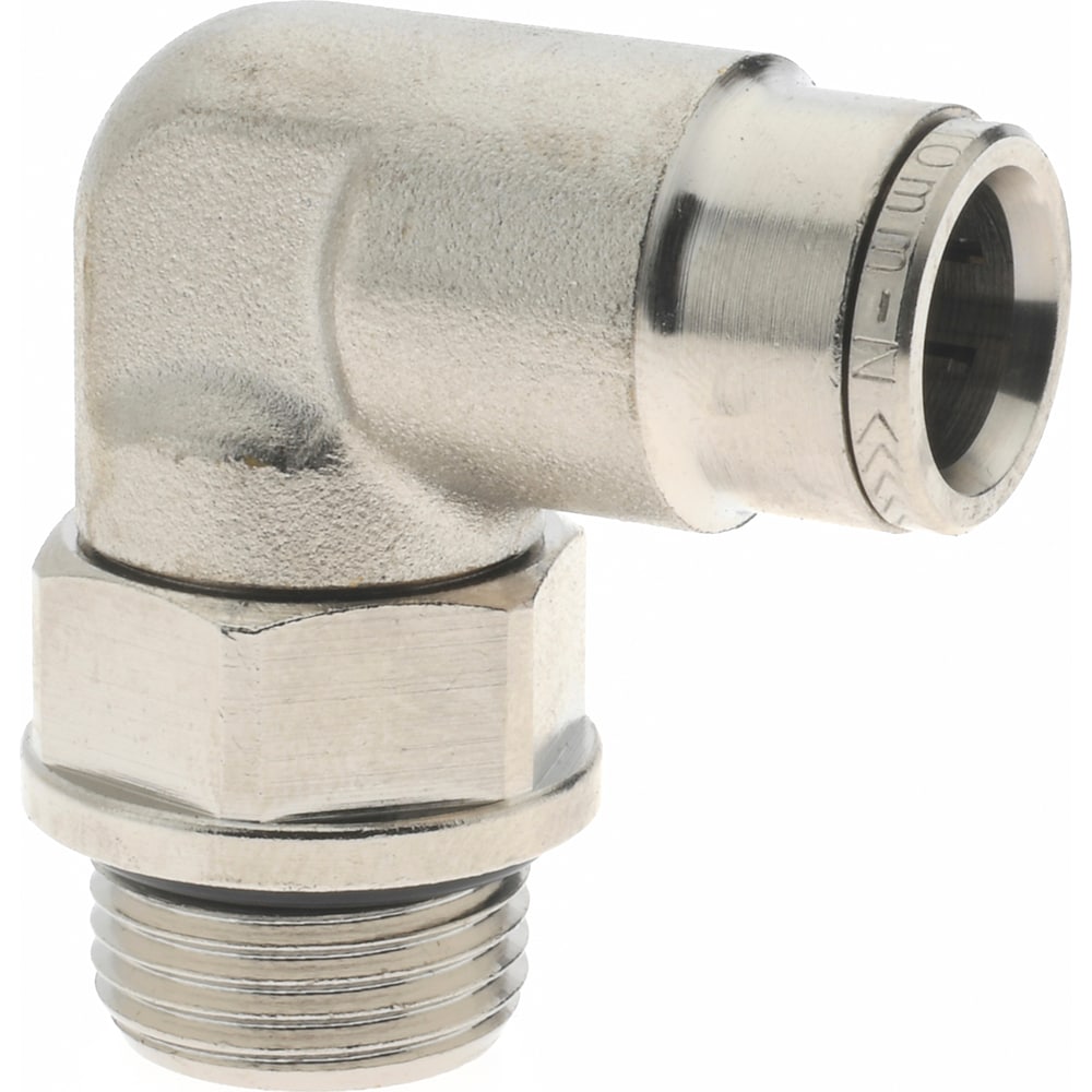 Norgren 102471038 Push-To-Connect Tube to Male & Tube to Male BSPP Tube Fitting: 90 ° Swivel Elbow Adapter, 3/8" Thread Image