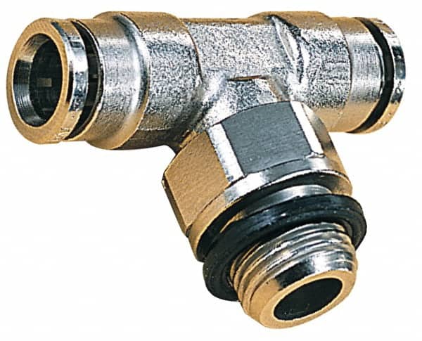 Norgren 102670628 Push-To-Connect Tube to Male & Tube to Male BSPP Tube Fitting: Swivel Tee Adapter, Tee 1/4" Thread 