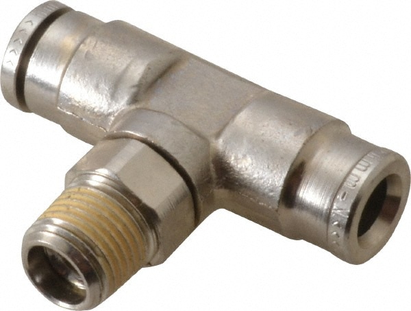 Norgren 101670618 Push-To-Connect Tube to Male & Tube to Male BSPT Tube Fitting: Swivel Tee Adapter, Tee 1/8" Thread Image