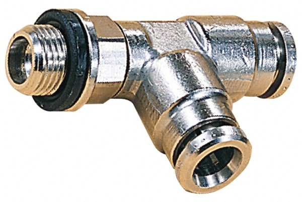 Norgren 102680618 Push-To-Connect Tube to Male & Tube to Male BSPP Tube Fitting: Swivel Tee Adapter, Tee 1/8" Thread Image