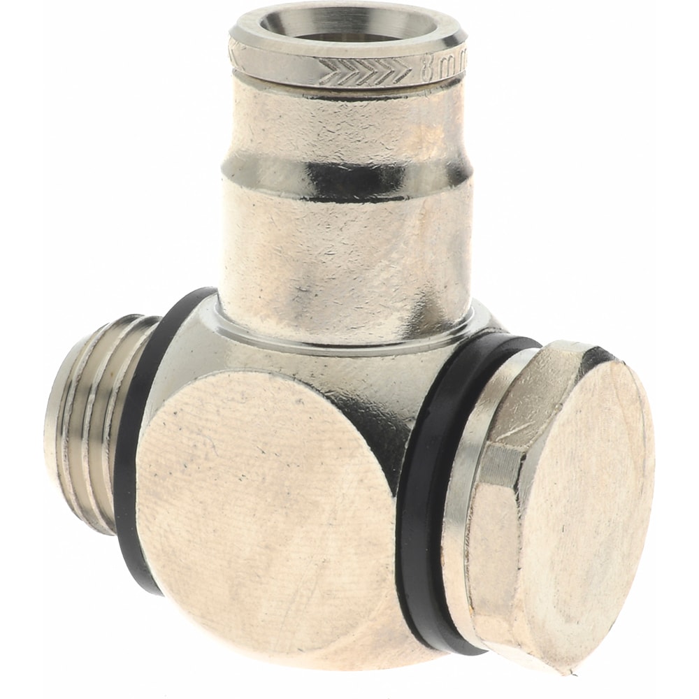 Norgren 10A510828 Push-To-Connect Tube to Male & Tube to Male BSPP Tube Fitting: Elbow Banjo Assembly, 1/4" Thread Image