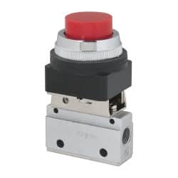 Manually Operated Valve: 0.13" NPT Outlet, Manual Mechanical, Push Button with out Guard & Spring Actuated