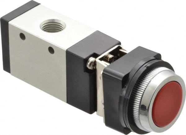 Manually Operated Valve: 0.25" NPT Outlet, Manual Mechanical, Push Button with Guard & Spring Actuated