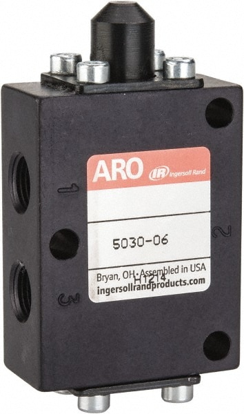 ARO/Ingersoll-Rand 5030-06 Manually Operated Valve: 0.13" NPT Outlet, Manual Mechanical, Cam Stem & Spring Actuated Image