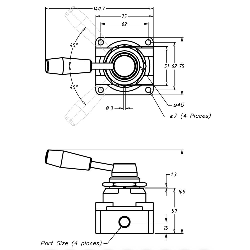 Ingersoll Rand ARO M512LR Manual Air Control Valve 4-Way 1/4" NPT NEW 