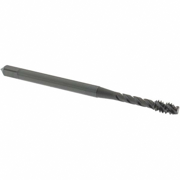 Spiral Flute Tap: #6-32, UNC, 3 Flute, Modified Bottoming, 2B Class of Fit, Vanadium High Speed Steel, Oxide Finish