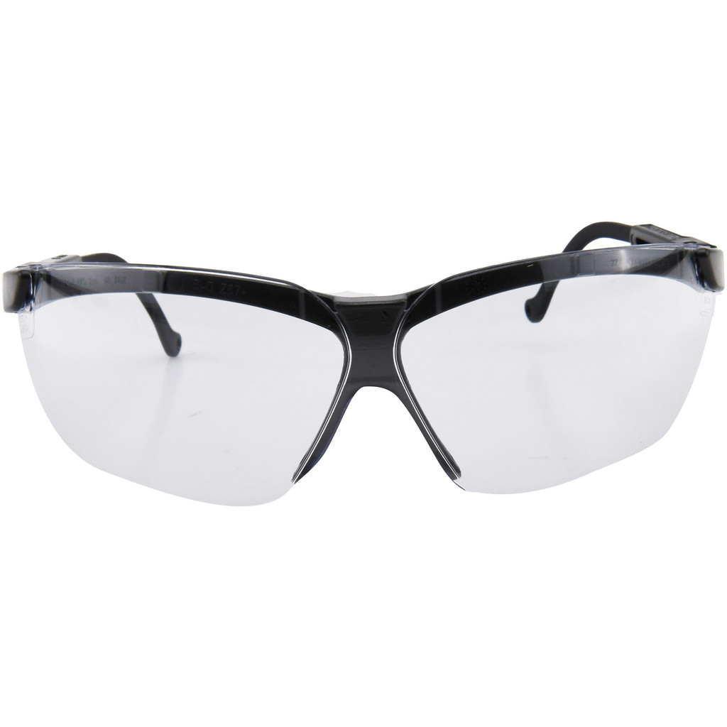 Uvex | Genesis® Safety Glasses: Scratch-Resistant, Polycarbonate, Clear Lenses, Half-Framed - Black Frame, Adjustable Temples, Series Genesis, ANSI