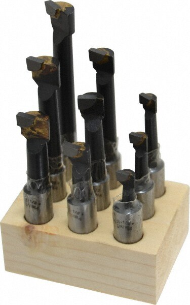 5/16 to 9/16" Min Diam, 3/4 to 3" Max Depth, 1/2" Shank Diam, 2-1/4 to 4-1/2" OAL Boring Bar Set