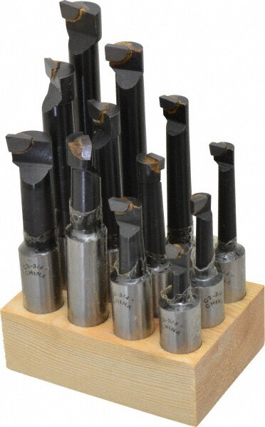 7/16 to 13/16" Min Diam, 1-1/8 to 4-1/2" Max Depth, 3/4" Shank Diam, 3-1/8 to 6-1/2" OAL Boring Bar Set