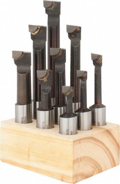 5/16 to 9/16" Min Diam, 3/4 to 3" Max Depth, 1/2" Shank Diam, 2-1/4 to 4-1/2" OAL Boring Bar Set