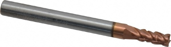 ProMax 120-01022 Corner Radius End Mill: 0.1563" Dia, 3/8" LOC, 0.01" Radius, 4 Flutes, Solid Carbide Image