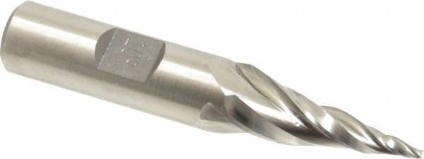 Made in USA T-004 Tapered End Mill: 10 &deg; per Side, 1/16" Small Dia, 1" LOC, 3 Flutes, High Speed Steel, Square End Image