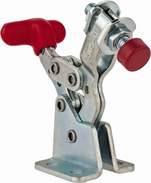 Manual Hold-Down Toggle Clamp: Horizontal, 150.00 lb Capacity, U-Bar, Flanged Base - 170 deg Handle Movement, 90 deg Bar Opening, Carbon Steel
