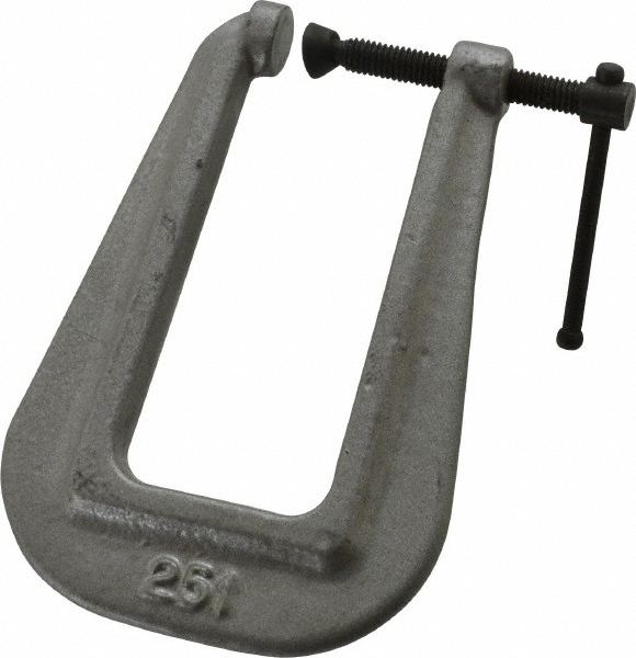 C-Clamp: 1" Max Opening, 3" Throat Depth, Light-Duty, Ductile Iron Body - 350 lb Load Capacity, Deep Throat
