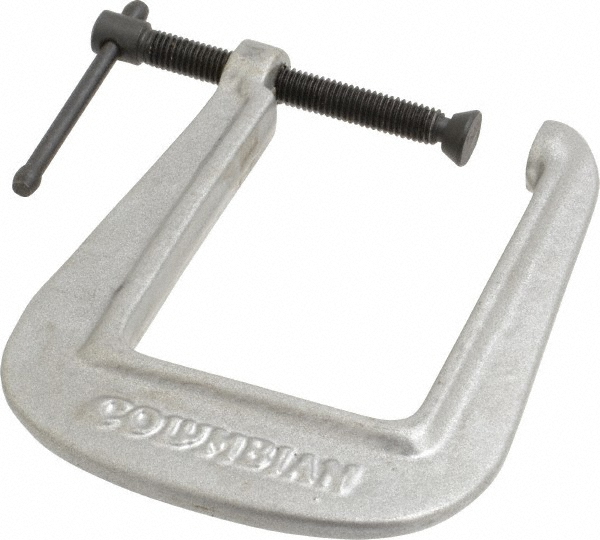 C-Clamp: 2" Max Opening, 3-1/2" Throat Depth, Light-Duty, Ductile Iron Body - 450 lb Load Capacity, Deep Throat