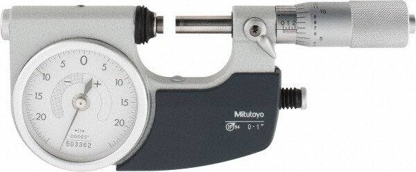 Mitutoyo - 0 to 1" Range, 0.0005" Graduation, Mechanical Indicating