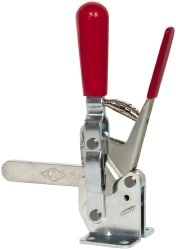 Manual Hold-Down Toggle Clamp: Vertical, 750 lb Capacity, Solid Bar, Flanged Base