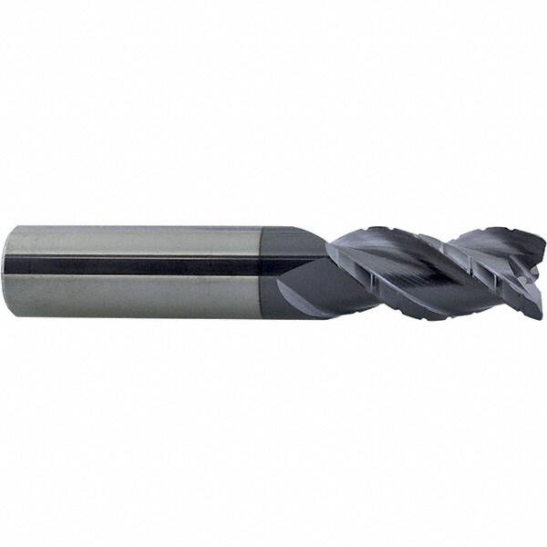 Corner Radius End Mill: 1/8" Dia, 1/2" LOC, 0.01" Radius, 3 Flutes, Solid Carbide