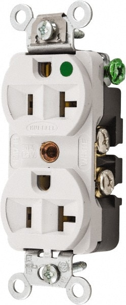 Straight Blade Duplex Receptacle: NEMA 5-20R, 20 Amps, Self-Grounding