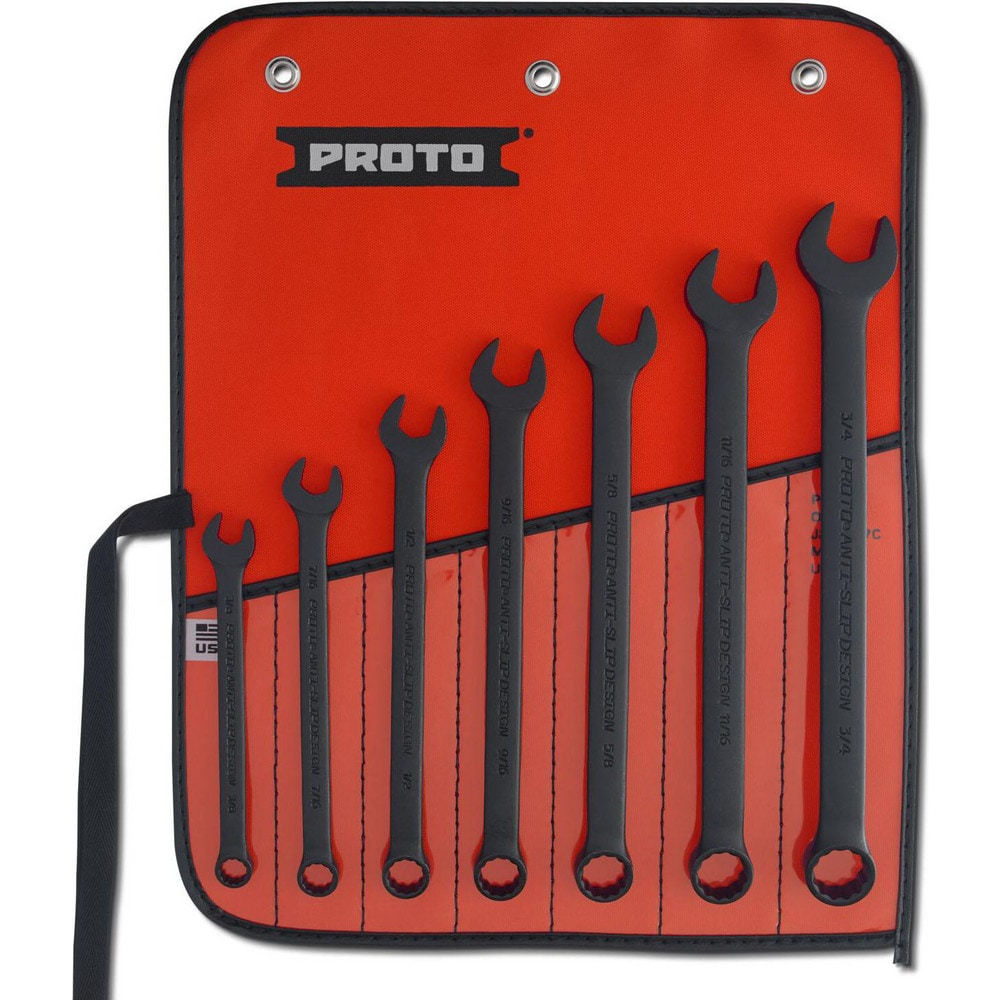 Combination Wrench Set: 7 Pc, Inch