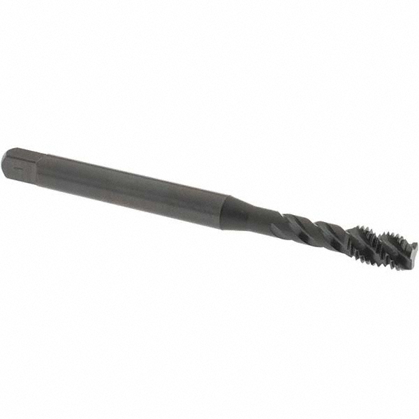 Spiral Flute Tap: 1/4-28 UNF, 3 Flutes, Modified Bottoming, 2B Class of Fit, Vanadium High Speed Steel, Oxide Coated