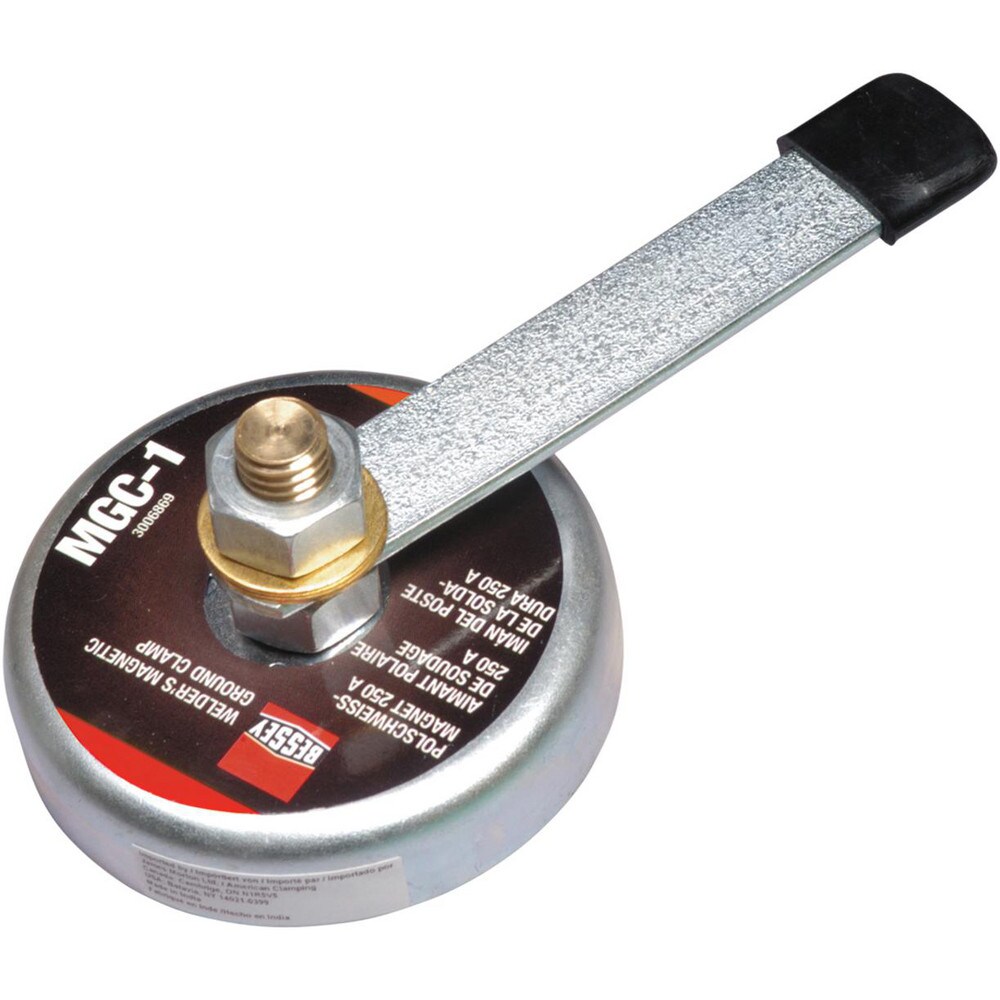 250 Amps Grounding Capacity, 3-1/2" Diam, 2" High, 55 Lb Max Pull Force, Magnetic Welding & Fabrication Ground Clamp