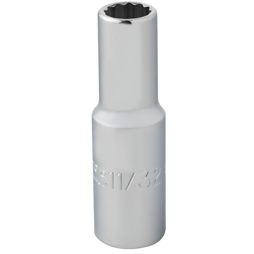 Deep Hand Socket: 11/32" Socket, 12-Point