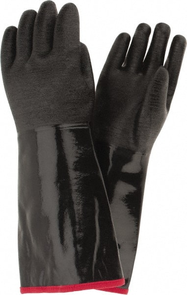 Chemical Resistant Gloves: Large, 3 mm Thick, Neoprene-Coated, Neoprene, Supported