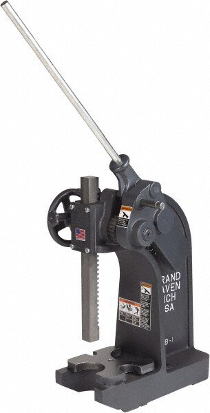 Pneumatic Arbor Press: 1-1/2" Ram, 7-3/4" Throat Depth, 6 Ton Pressure, 14" Max Work Height
