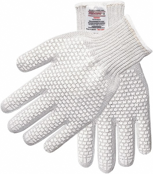 Cut & Abrasion-Resistant Glove: Steelcore®II 9382, Size Medium, ANSI Cut A9, ANSI Puncture 0, PVC, Steelcore - Steelcore, PVC-Coated, Dotted Coating, Smooth Grip, White on White Ambidextrous