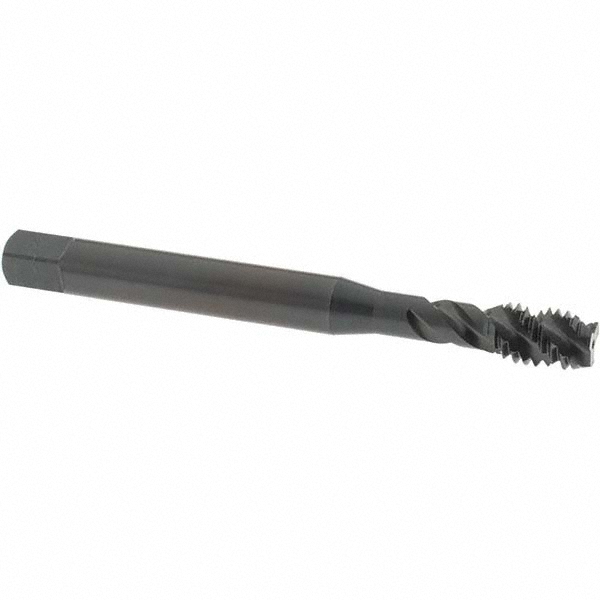 Spiral Flute Tap: 3/8-16 UNC, 3 Flutes, Modified Bottoming, 2B Class of Fit, Vanadium High Speed Steel, Oxide Coated
