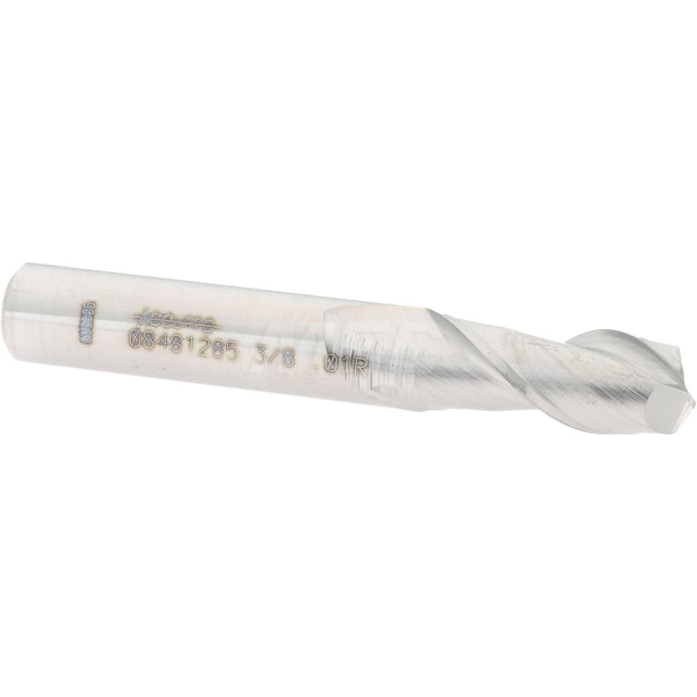 Corner Radius End Mill: 3/8" Dia, 7/8" LOC, 0.01" Radius, 2 Flutes, Solid Carbide