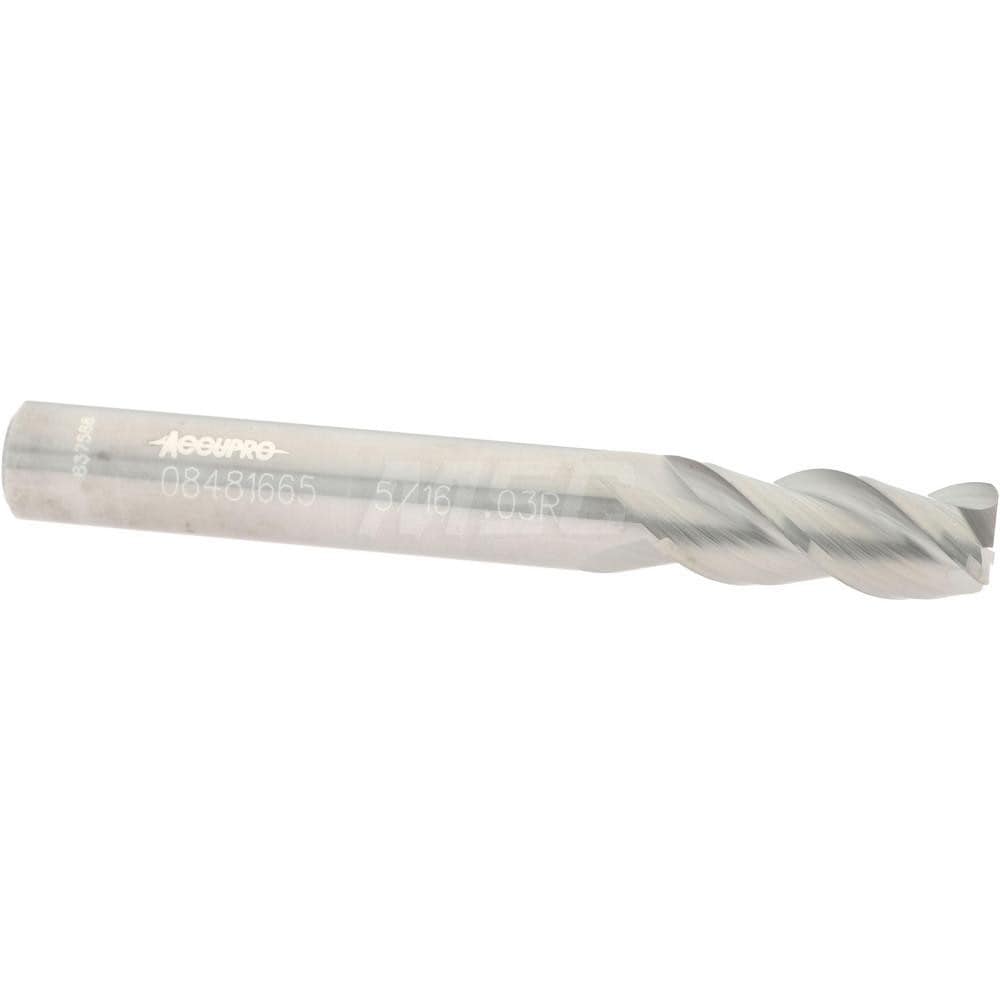 Accupro 12181984 Corner Radius End Mill: 5/16" Dia, 3/4" LOC, 0.03" Radius, 3 Flutes, Solid Carbide 