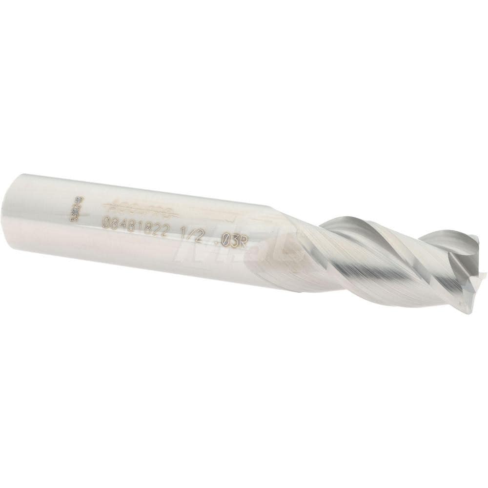 Accupro 12182066 Corner Radius End Mill: 1/2" Dia, 1" LOC, 0.03" Radius, 3 Flutes, Solid Carbide 