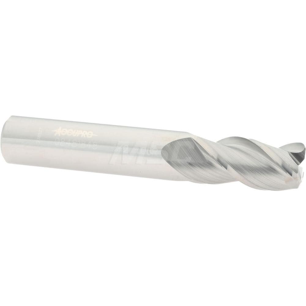 Accupro 12182068 Corner Radius End Mill: 1/2" Dia, 1" LOC, 0.06" Radius, 3 Flutes, Solid Carbide 