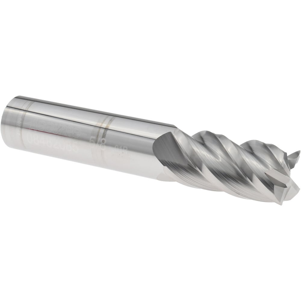 Corner Radius End Mill: 5/8" Dia, 1-1/4" LOC, 0.0100" Radius, 4 Flute, Solid Carbide