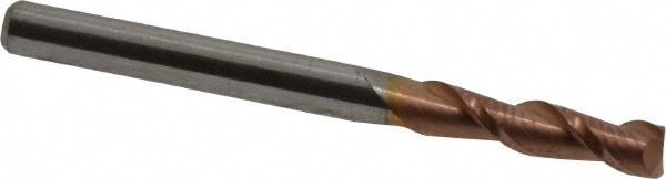 Corner Radius End Mill: 1/8" Dia, 1/2" LOC, 0.01" Radius, 2 Flutes, Solid Carbide