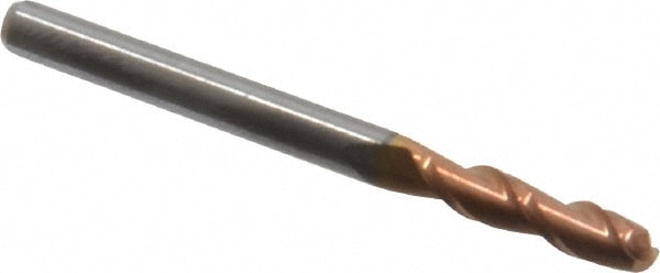 Corner Radius End Mill: 1/8" Dia, 1/2" LOC, 0.045" Radius, 2 Flutes, Solid Carbide