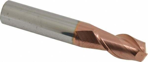 Corner Radius End Mill: 1/2" Dia, 1" LOC, 0.09" Radius, 2 Flutes, Solid Carbide